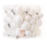 Sea Team 70-Pack Christmas Ball Ornaments with Strings, 30mm-50mm/1.18-1.97" Baubles, Shatterproof Plastic Christmas Bulbs, Hanging Decorations for Xmas Tree, Holiday, Wedding, Party, White