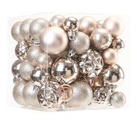 Sea Team 70-Pack Christmas Ball Ornaments with Strings, 30mm-50mm/1.18-1.97" Baubles, Shatterproof Plastic Christmas Bulbs, Hanging Decorations for Xmas Tree, Holiday, Wedding, Party, Champagne