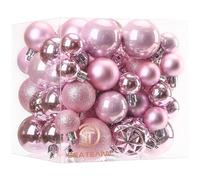 Sea Team 70-Pack Christmas Ball Ornaments with Strings, 30mm-50mm/1.18-1.97" Baubles, Shatterproof Plastic Christmas Bulbs, Hanging Decorations for Xmas Tree, Holiday, Wedding, Party, Pink