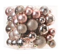 Sea Team 70-Pack Christmas Ball Ornaments with Strings, 30mm-50mm/1.18-1.97" Baubles, Shatterproof Plastic Christmas Bulbs, Hanging Decorations for Xmas Tree, Holiday, Wedding, Party, Rose Gold