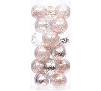 Sea Team 70mm/2.76" Shatterproof Clear Plastic Christmas Ball Ornaments Decorative Xmas Balls Baubles Set with Stuffed Delicate Decorations (24 Counts, Rose Gold)