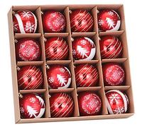 Sea Team 80mm/3.15" Delicate Painting & Glittering Shatterproof Christmas Ball Ornaments Decorative Hanging Christmas Ornaments Baubles Set for Xmas Tree - 16 Counts (Red)