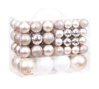 Sea Team 99 Pieces of Assorted Christmas Ball Ornaments Shatterproof Seasonal Decorative Hanging Baubles Set with Reusable Hand-held Gift Package for Holiday Xmas Tree Decorations, Champagne