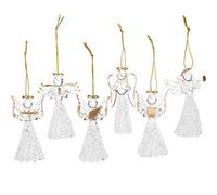Sea Team Clear Glass Angel Ornaments for Christmas Tree Decorations, 75mm/2.95-inch, Set of 6 (Gold)