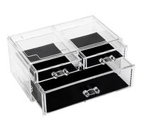 Sea Team Clear Makeup Organizer with Drawers, Acrylic Plastic Cosmetic Display Case, Jewelry Storage Box, Holder for Dresser, Bathroom, Vanity, Countertop (1 Large, 2 Small Drawers)