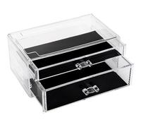 Sea Team Clear Makeup Organizer with Drawers, Acrylic Plastic Cosmetic Display Case, Jewelry Storage Box, Holder for Dresser, Bathroom, Vanity, Countertop (1 Large, 1 Small Drawers)