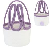 Sea Team Easter Bunny Basket for Egg Hunt, Easter Eggs Bucket, Container, Organizer, Small Woven Cotton Rope Tote Bag with Rabbit Ears & Tail, Easter Days Decoration, Party, Holidays, Lavender Ears