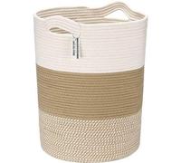 Sea Team Large Laundry Basket Flaxen Cotton Woven Basket with Handle for Clothes Towels Toys, Storage Hamper for Living Room Bedroom, 36x41x51cm,MOTTLED KHAKI