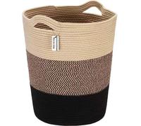 Sea Team Large Laundry Basket Flaxen Cotton Woven Basket with Handle for Clothes Towels Toys, Storage Hamper for Living Room Bedroom, 36x41x51cm,FLAXEN