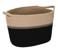 Sea Team Oval Cotton Rope Woven Storage Basket with Handles, Diaper Caddy, Nursery Nappies Organizer, Baby Shower Basket for Kid's Room, 14.2 x 9 x 11.4 Inches MOTTLED KHAKI