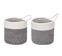 Sea Team Pack of 2 Hanging Baskets Cotton Rope Small Woven Storage Basket 6.7 Inch, Hanging Bag for Bike, Planter Fabric, Pot, Wall, Organizer Key Holder, Wallets