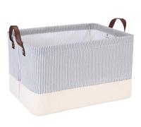 Sea Team Square Canvas Storage Basket with Frame, 42x30x25cm, Grey | Built-in rigid frame keeps the basket well-shaped, ideal for shelf & cabinet storage as well as home decorative organizer
