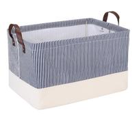 Sea Team Square Canvas Storage Basket with Frame, 42x30x25cm, Navy | Built-in rigid frame keeps the basket well-shaped, ideal for shelf & cabinet storage as well as home decorative organizer