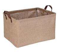 Sea Team Square Jute Storage Basket with Internal Frame Support - Structured Organizer 42x30x25cm for Shelves, Cabinets, Home Decor
