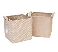 Sea Team Storage Baskets Organizer Box Bins in Cotton Linen Foldable with Hle Decorative for Home Toiletry Stationery Sundries Toys Jewerly Color Beige 27 * 27 * 27CM 2PCS
