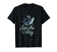 Sea The Day Whale Breaching Ocean Humor Design T-Shirt