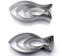 Sea Theme 8PCs Metal Fish Cookie Slicers Dishwasher Safe Baking Molds for Chocolate Bakeza and Baked Goods Designs Fish Molded Baking Molds