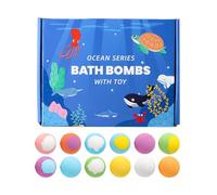 Sea Theme Bath Balls Set, 12 PCS Bubble Shower, Bombs with Surprise Toy Inside, Gentle Skin Wash Spa Bath Fizz Toys, Fun Relaxing Design | for SPA Relaxation Home Travel Bathroom Hotel Use