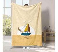 Sea Throws for Sofas Boating Bohemian Style Throw Blanket, 3D Printing, Flannel, Light and Warm, Retro Style, Suitable for Adults, 150x200 Cm