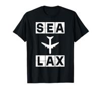 SEA to LAX Airplane Route Airport Code Seattle Los Angeles T-Shirt