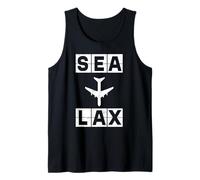 SEA to LAX Airplane Route Airport Code Seattle Los Angeles Tank Top