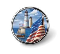 Sea To Shining Sea Patriotic Round Badge Personalized Metal Lapel Pin Badges Fit Clothing Bags Hat Humorous Printed Brooch Badge Party Decorations Accessories for Men Women