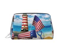 Sea to Shining Sea Patriotic Toiletry Pouch, Travel-Friendly Makeup Organizer for Makeup Brushes, Lipsticks