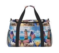 Sea to Shining Sea Patriotic Travel Duffel Bag for Women Men,Print Polyester Tote Hand Luggage Bag with Shoulder Strap