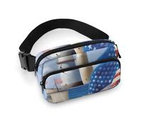 Sea To Shining Sea Patriotic Waist Bag Fashion Fanny Bag with Adjustable Strap for Outdoor Workout Cycling Unisex, white, 20x13cm, Waist Bag
