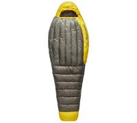 Sea to Summit - Spark Ultralight Down Sleeping Bag Long (7°C) - Mummy Shaped - Full Length - 850+ Loft Ultra-Dry Down - 1 Season - For Backpacking - Grey & Yellow - 387g