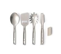 Sea to Summit - Detour Stainless Steel Utensil Set - 5 Piece - Serving Spoon + Slotted Spoon + Tongs + Spatula + Silicone Keeper - BPA-Free - High Grade Stainless Steel Camping Cutlery - 580g