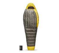 Sea to Summit - Spark Ultralight Down Sleeping Bag Long (7°C) - Mummy Shaped - Full Length - 850+ Loft Ultra-Dry Down - 1 Season - For Backpacking - Grey & Yellow - 387g