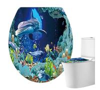Sea Toilet Cover - Toilets Seat Home Decor | Bathroom Toilet Seat Cover Sticker, Washable Peel and Stick Furniture Decoration for WC Restroom and Home Decor