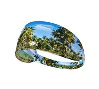 Sea Tropical Palm Trees Beach Nature Print Sports Headbands For Men Women, Moisture Wicking Sweat Band Elastic Wide Hair Bands,For Running, Cycling, Basketball, Gym Exercise, Football