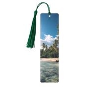 Sea_Tropical_Palm_Trees_Beach_Nature Printed Metal Bookmarks M - Dark Green Lightweight Aluminium Book Marker for Books, Journals & Gifts, Ideal Book Lovers, Holiday Decor & Crafts