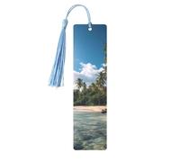 Sea_Tropical_Palm_Trees_Beach_Nature Printed Metal Bookmarks M - Sky Blue Lightweight Aluminium Book Marker for Books, Journals & Gifts, Ideal Book Lovers, Holiday Decor & Crafts