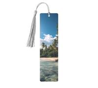 Sea_Tropical_Palm_Trees_Beach_Nature Printed Metal Bookmarks S - Gray Lightweight Aluminium Book Marker for Books, Journals & Gifts, Ideal Book Lovers, Holiday Decor & Crafts