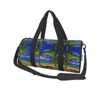 Sea Tropical Plants Travel Duffel Bag for Women Men,Print Polyester Tote Round Luggage Bag with Shoulder Strap
