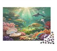 Sea Turtle 1000 Piece Jigsaw Puzzle Paper Adult Underwater World Sunlight Rays Jigsaw Puzzle for Adults Stress Relief Home Decor Gift 70x50cm/1000pcs