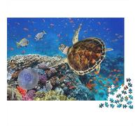 Sea Turtle 1000 Piece Jigsaw Puzzle Recycled Paper Coral Reef Adult Jigsaws Impossible Hard Difficult Challenging Relieve Senile Dementia Fun 38x26cm/1000pcs
