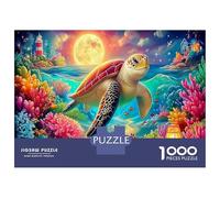 Sea Turtle 1000 Piece Puzzle Full Moon Coral Reef for Relaxation Experienced Jigsaw Fans Memory Improvement Retirement Gift 70x50cm/1000pcs