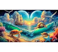 sea-turtle 1000 Pieces Jigsaw Puzzle Recycled Paper Educational Game Challenge Fun Present & Activity for Home for Adults Kids 38x52cm/1000pcs