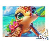 Sea Turtle 1000 Pieces Puzzles Colorful Tropical Flower Turtle Home Decoration Decompression Jigsaw for Men And Women Challenging Puzzles Jigsaw Puzzles for Adults 70x50cm/1000pcs