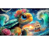 sea-turtle 1000Pc Jigsaw Puzzles for Family 100% Recycled Cardboard Challenging & Brainteasing 38x52cm/1000pcs