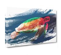 Sea Turtle 3 V2 Canvas Print | Gallery Wrapped 30mm Frame Wall Art | 30x20 inches | Ready to Hang | Modern Animals Picture | Living Room Bedroom Lounge Office