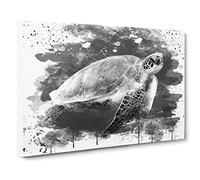 Sea Turtle 3 V4 Canvas Print | Gallery Wrapped 30mm Frame Wall Art | 20x14 inches | Ready to Hang | Coastal Animals Picture | Living Room Bedroom Lounge Office