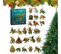 Sea Turtle Advent 2025 Calendar, 24 Days Christmas Countdown Calendar with 24Pieces 2D Acrylic Sea Turtle Ornaments, Oceans Animals Turtles Pendants, Cute Seas Turtles Christmas Decorations C-alendar