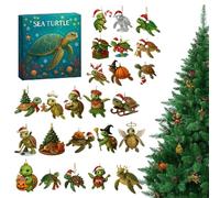 Sea Turtle Advent Christmas - 24 Days 2D Acrylic Decorations - 2025 Countdown Calendar Sea Turtles Charm | for Home Car Holiday Adults Kids Party Favors Stocking Stuffers