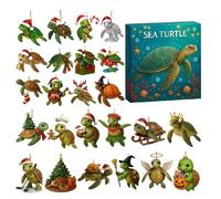 Sea Turtle Advent Christmas - 2d Acrylic 24 Days Holiday Decor, 2025 Sea Turtles Countdown Car Rear Mirror Wall Pendants Adult for