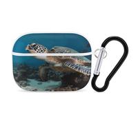 Sea Turtle AirPods Pro 2 Case Cover, Shockproof Hard Shell Protective Case for Women Men, Compatible with Airpod Pro Case 2nd/1st Generation with Keychain-White